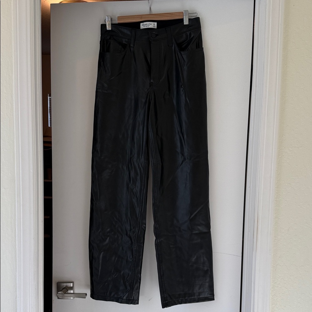 Abercrombie & Fitch Black Faux Leather Jeans